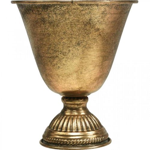 Floristik24 Metal bowl goblet metal decoration golden antique look H16cm