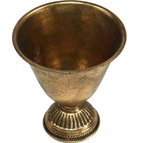 Floristik24 Metal bowl goblet metal decoration golden antique look H16cm