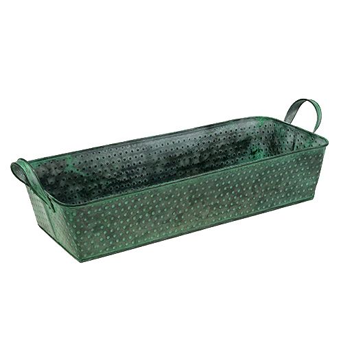 Floristik24 Square metal bowl 36cm x 15cm H8cm green