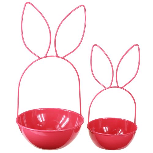 Easter planter, decoration, rabbit, metal basket for indoor/outdoor use, 33cm