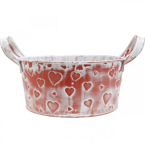 Floristik24 Plant bowl, Valentine's Day, metal vessel with heart decoration, plant pot Ø23cm