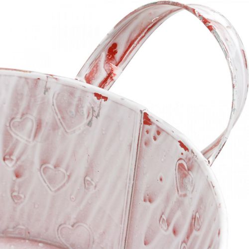 Floristik24 Plant bowl, Valentine's Day, metal vessel with heart decoration, plant pot Ø23cm