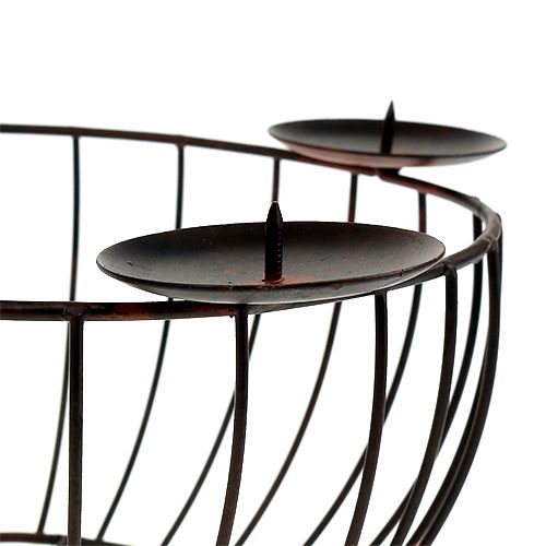 Product Metal bowl with 4 candle holders brown Ø27.5cm