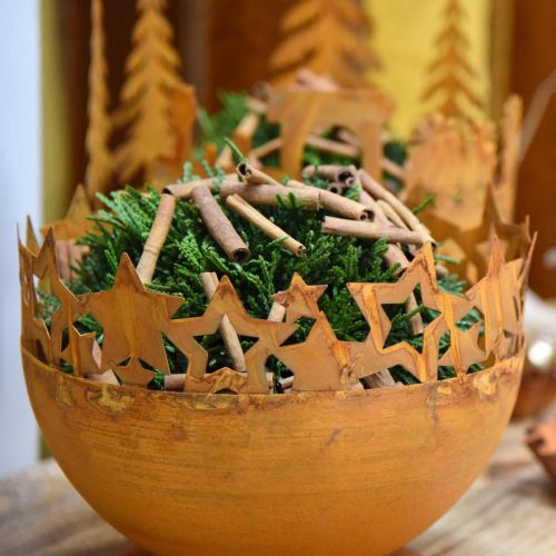 Floristik24 Metal bowl with stars, Christmas decoration, decorative vessel patina Ø25cm H20.5cm