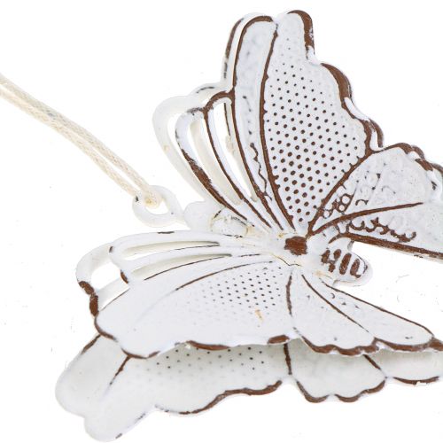 Product Metal butterfly to hang white 7cm 6pcs