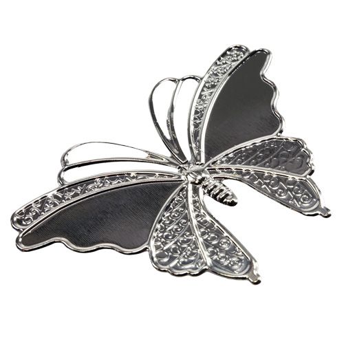 Floristik24 Metal butterflies silver 6.5cm 25pcs