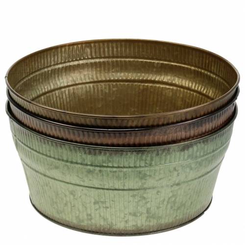 Floristik24 Planter bowl orange / brown / green zinc Ø27cm H12cm set of 3