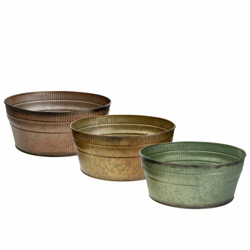 Floristik24 Planter bowl orange / brown / green zinc Ø27cm H12cm set of 3