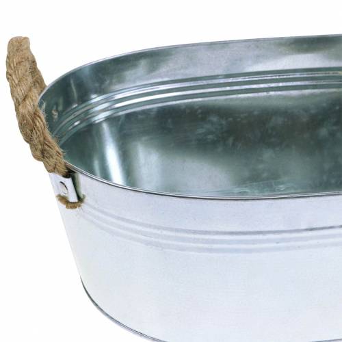 Floristik24 Planter zinc tub with jute handles silver 34.5cm H11.5cm