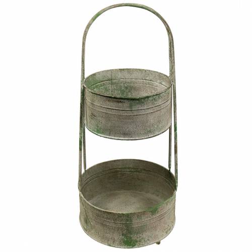 Floristik24 Metal stand with planters gray, green H68cm