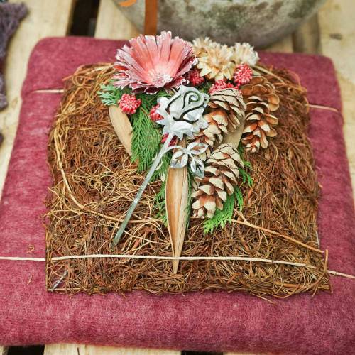 Floristik24 Metal plug rose silver-grey, white washed metal 20cm × 8cm 12 pcs