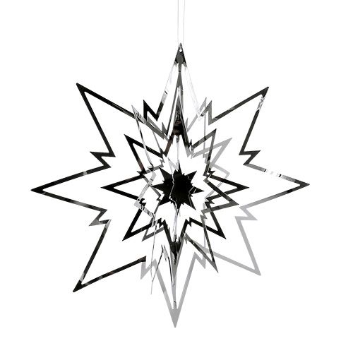 Metal star large to hang silver 24cm
