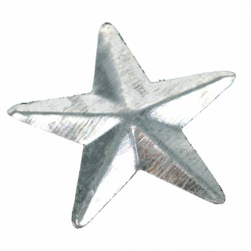 Floristik24 Star metal silver 4cm 48 pcs