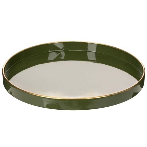 Decorative tray in green with gold edge, modern, 30cm buy online | Floristik24.ie