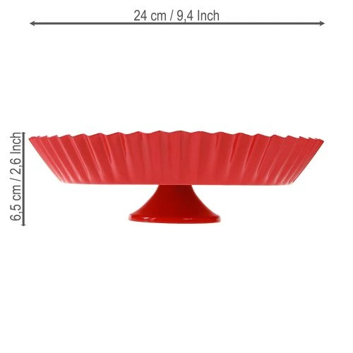 Metal plate retro decorative plate with base red metal Ø24cm 2pcs | Floristik24.ie