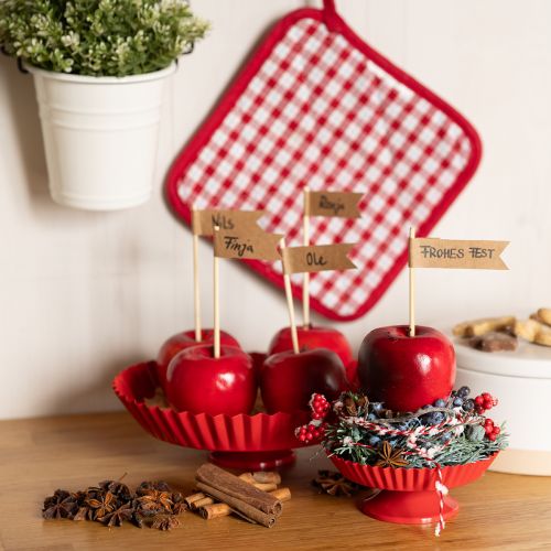 Floristik24 Metal plate retro decorative plate with base red metal Ø24cm 2pcs