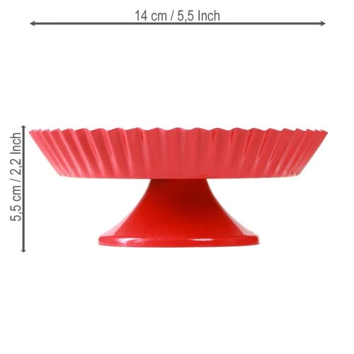 Metal plate red small decorative plate with base metal Ø14cm 2 pcs | Floristik24.ie