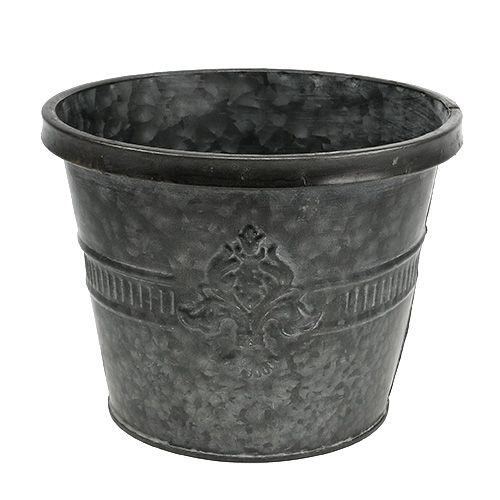 Floristik24 Metal pot zinc with pattern Ø18.5cm H14.5cm