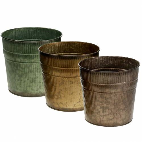 Floristik24 Plant pot orange, brown, green Ø17cm H16.5cm set of 3