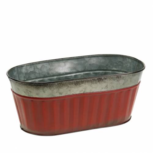 Floristik24 Oval plant pot red, silver zinc 26 × 13cm H11cm