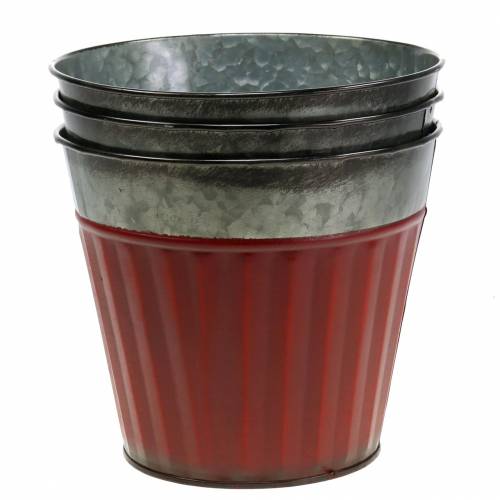 Floristik24 Plant pot red-silver Ø13cm H11cm set of 4