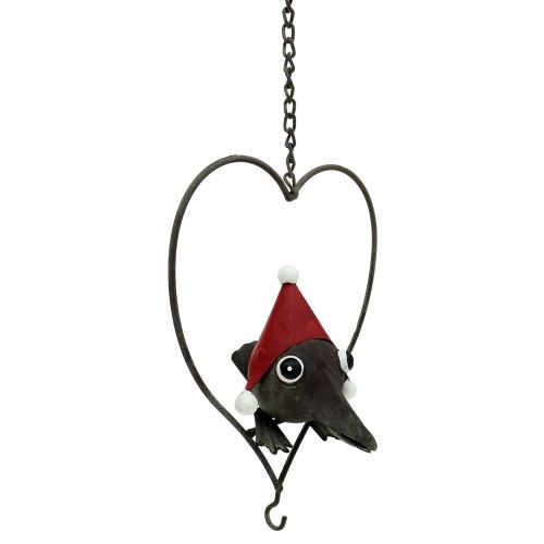 Floristik24 Bird in the heart decoration hanger metal gray 48cm
