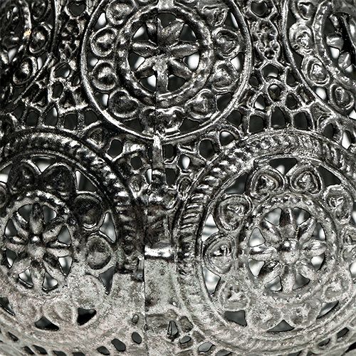 Floristik24 Metal lantern silver oriental Ø10cm H7.5cm 1p