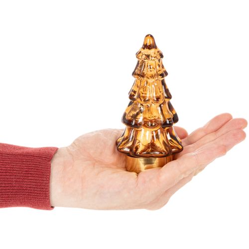 Glass Christmas Tree LED Decoration for Indoor Use, Battery Operated, 13cm, 2 Pieces | Floristik24.ie