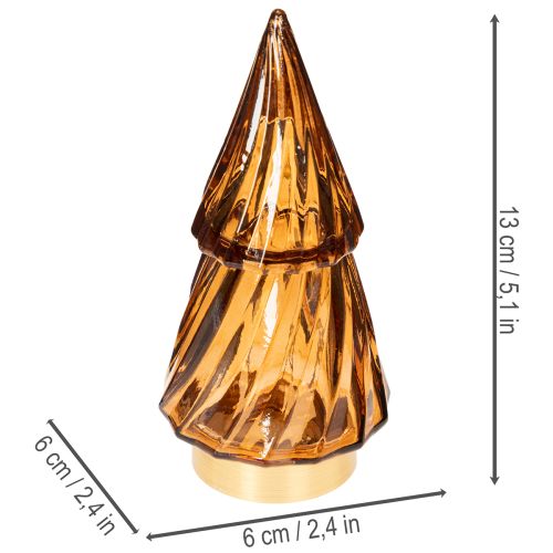 Glass Christmas Tree LED Decoration for Indoor Use, Battery Operated, 13cm, 2 Pieces | Floristik24.ie