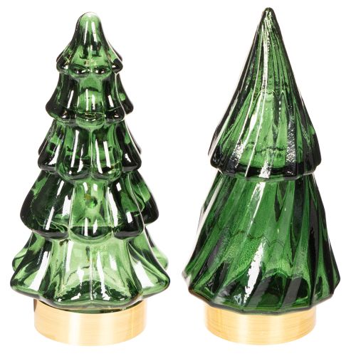 Glass Christmas tree with LED lights, table decoration, Christmas, 13cm, 2 pieces buy online | Floristik24.ie