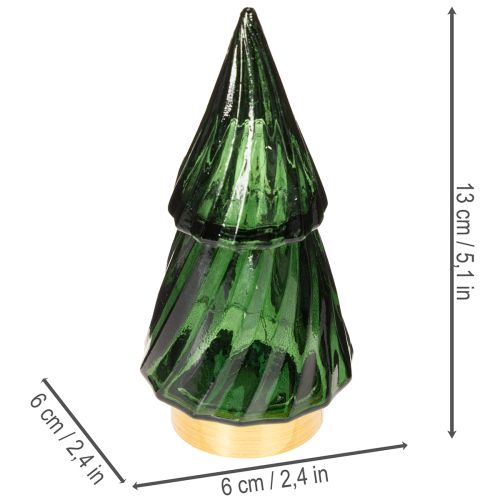 Glass Christmas tree with LED lights, table decoration, Christmas, 13cm, 2 pieces | Floristik24.ie