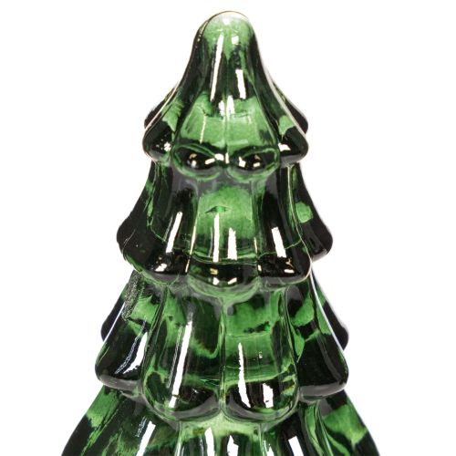 Glass Christmas tree with LED lights, table decoration, Christmas, 13cm, 2 pieces | Floristik24.ie