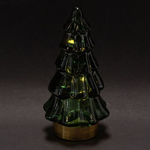 Glass Christmas tree with LED lights, table decoration, Christmas, 13cm, 2 pieces | Floristik24.ie