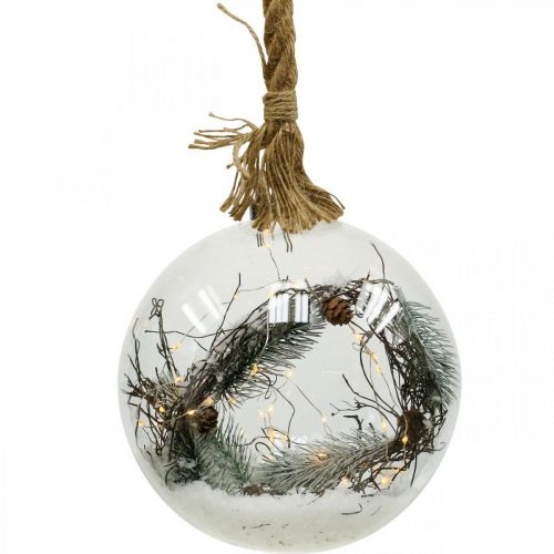 Floristik24 LED ball snow fir indoor Ø20cm 40L warm white timer