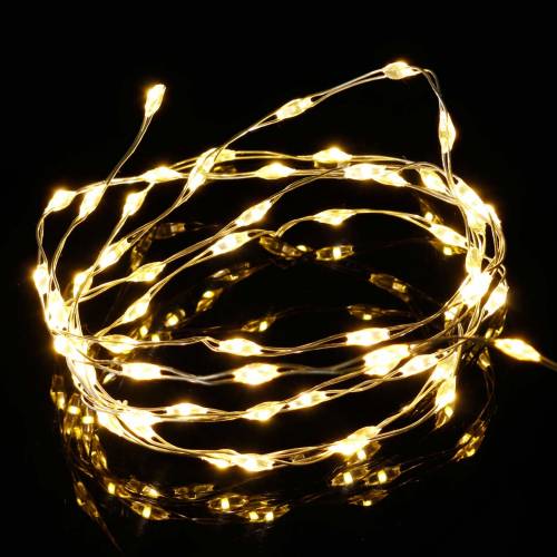 Product Micro-LED light chain with batteries warm white timer 60s 94cm