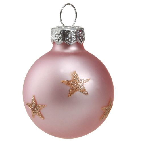 Floristik24 Mini Christmas Tree Baubles Glass Pink Berry Gold Ø3cm 9 pcs