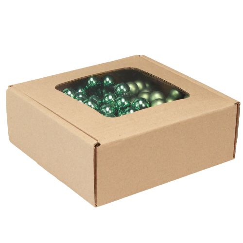 Product Mini Christmas Tree Baubles Glass on Wire Green Ø1.5cm 140 pcs