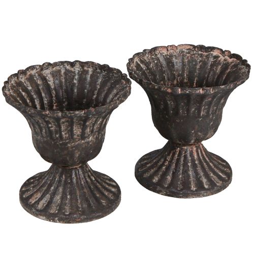 Mini decorative trophy vintage metal black rust Ø8cm H8.5cm 2pcs