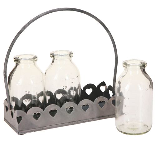 Product Mini Bottles Decorative Vases Tray Rectangular Gray 15.5x6cm