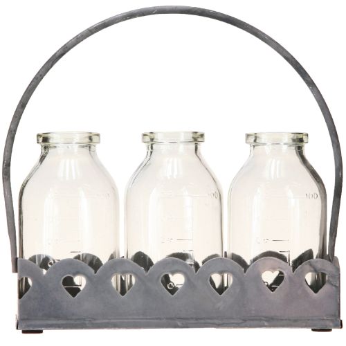 Product Mini Bottles Decorative Vases Tray Rectangular Gray 15.5x6cm
