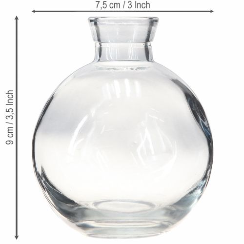 Product Mini Glass Vases Bulbous Blue Tinted Ø7.5cm H9cm 6 pcs