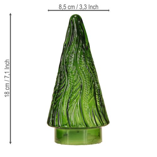 Product Mini Glass Christmas Tree LED Red Green Brown 18cm 3pcs