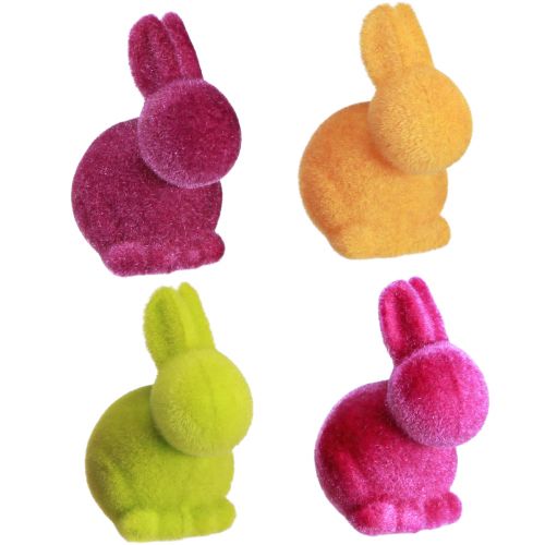 Product Mini Bunnies Colorful Easter Bunnies Flocked Assorted – 2nd Choice – H6cm 12 pcs