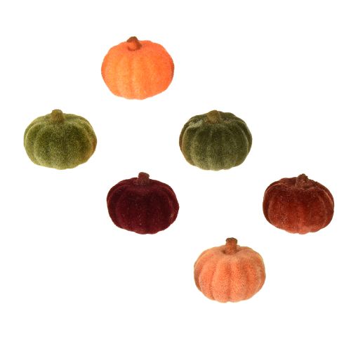 Product Mini pumpkin decoration flocked scatter decoration 6 colors Ø4cm 24 pcs