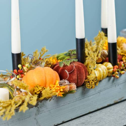 Product Mini Pumpkin flocked Orange, Green, Red Ø9cm 6 pcs