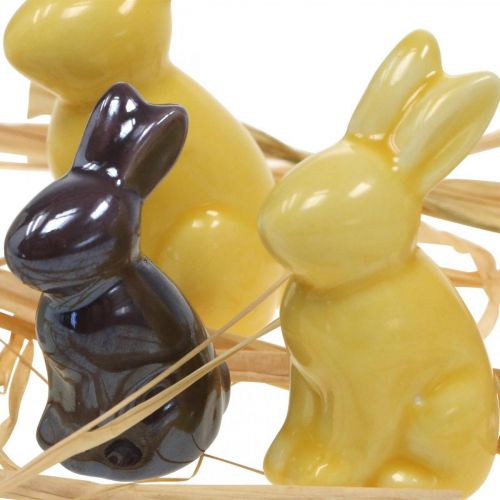 Floristik24 Mini Easter Bunnies, Ceramic Bunny Mix, Spring Decoration Colorful H5.5/5/4cm Set of 5