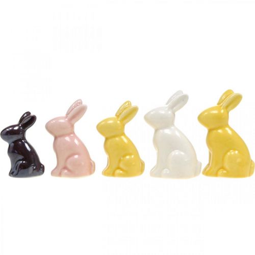 Floristik24 Mini Easter Bunnies, Ceramic Bunny Mix, Spring Decoration Colorful H5.5/5/4cm Set of 5