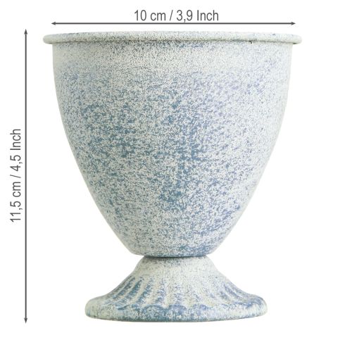 Product Mini Goblet Vase Chalice Metal White Blue Vintage Decoration 11.5cm 2-Piece Set