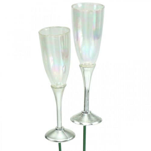 Mini champagne glass New Year&#39;s Eve decoration to stick 7.5cm 24pcs