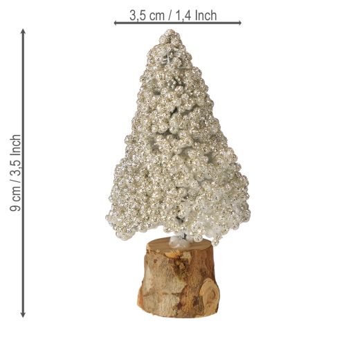 Product Mini Christmas tree table decoration champagne white H8cm 12 pcs